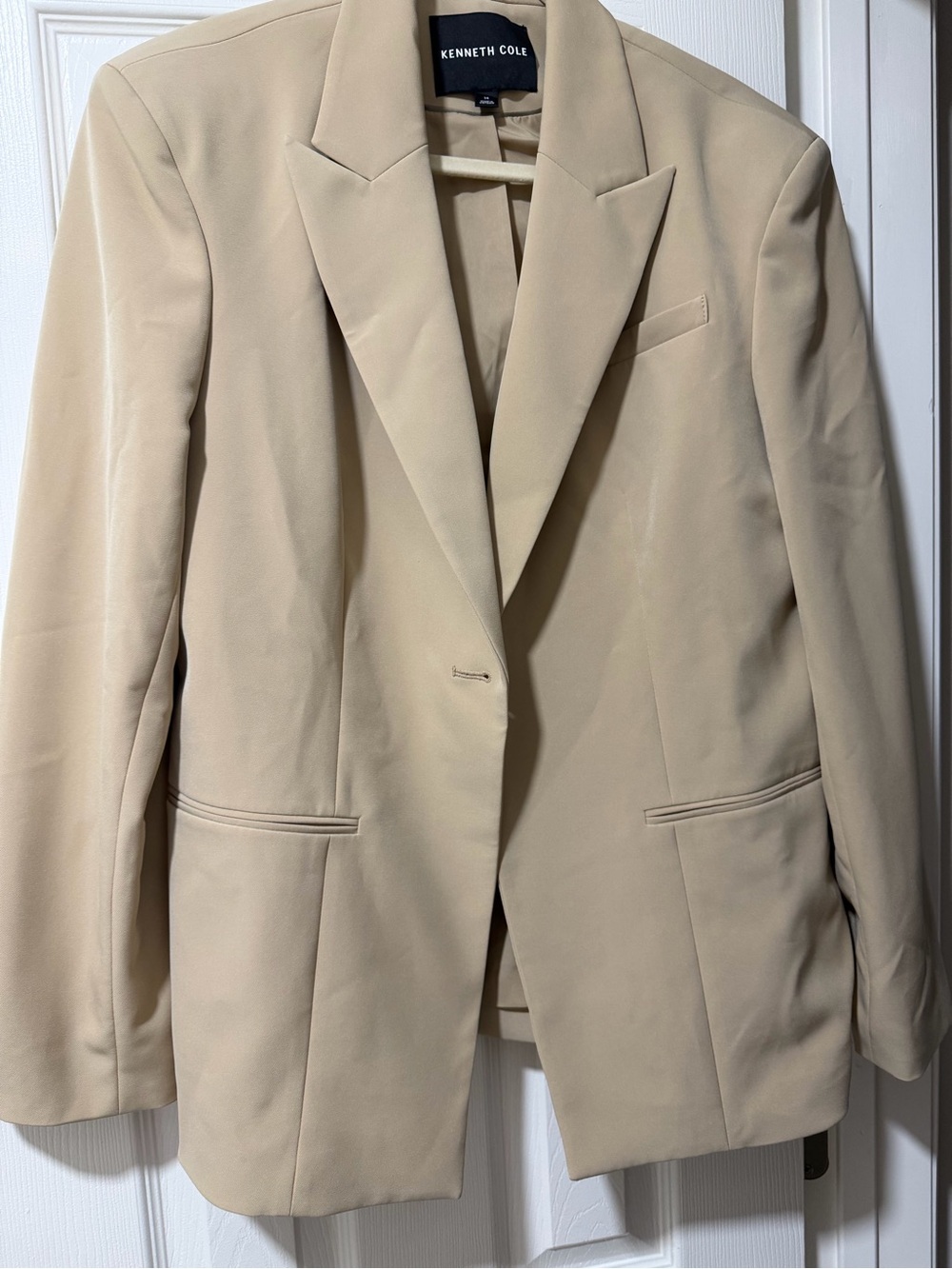 Kenneth Cole Women's Beige Single-Button Blazer
